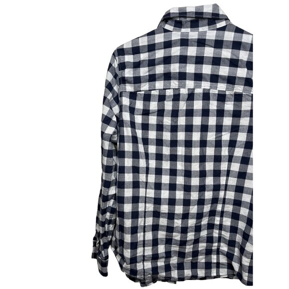 Crown and Ivy Top Women Button Up Shirt Preppy Checkered Blue Plaid Plus Size 0X - Picture 9 of 12